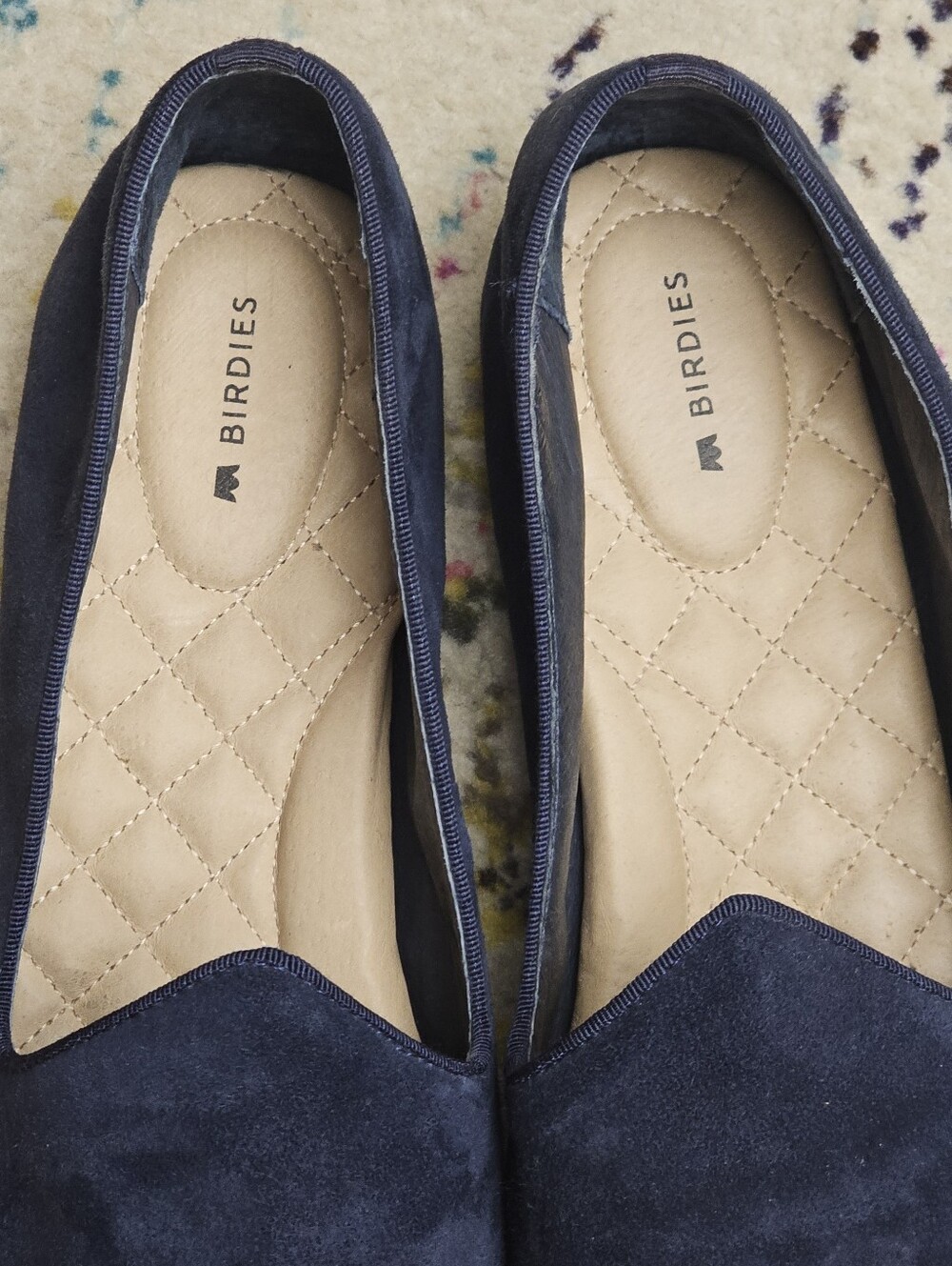 BIRDIES Heron Flat Navy Suede Womens Size 10 Loafers Smoking Shoes - Picture 10 of 12